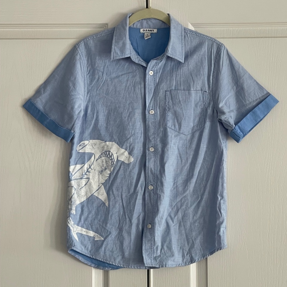 Boys Two-tone Twill Cotton blend Cabana Shirt Sz L